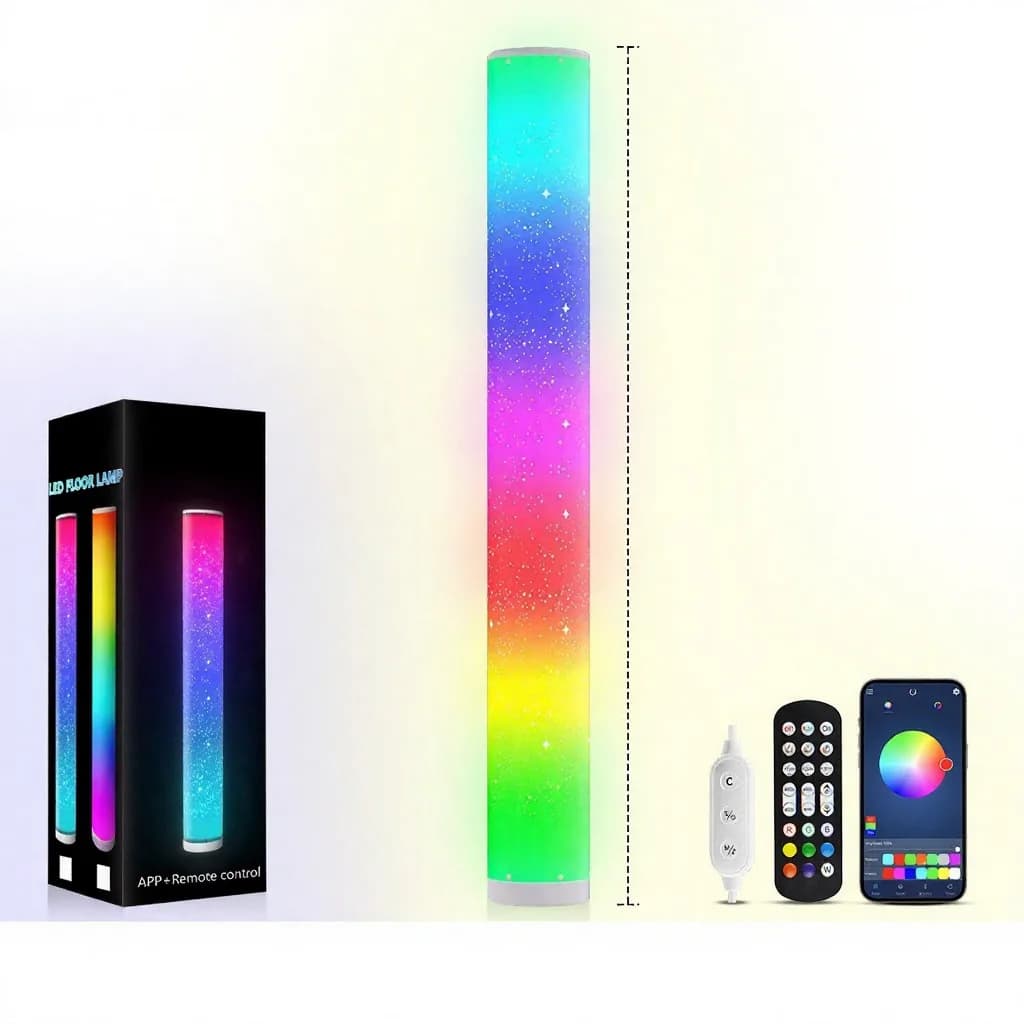 Lampu Lantai LED RGB Corak Bintang, Kawalan Jauh & Apl