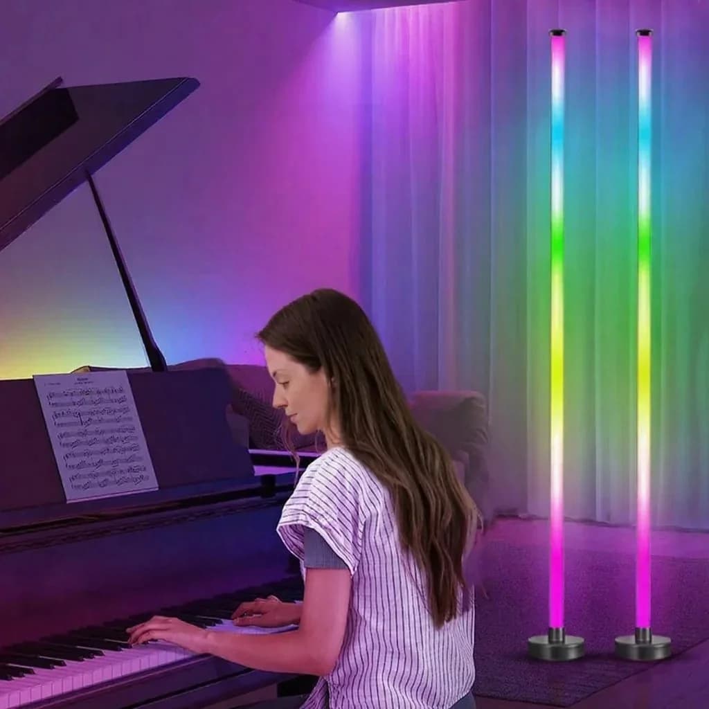 Lampu Lantai RGB dengan Penyegerakan Muzik, Cahaya 360°, Kawalan Apl untuk Gaming