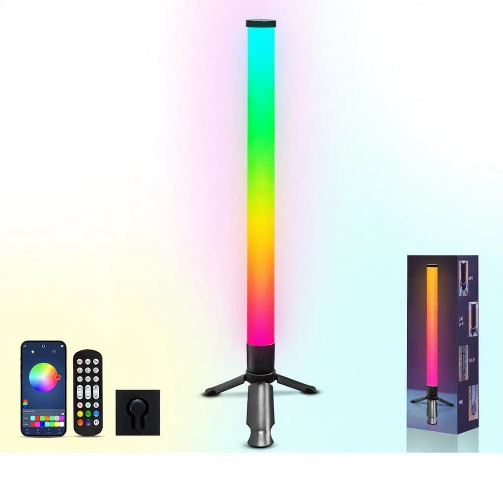 Lampu Suasana Tripod Meja LED dengan Penyegerakan Muzik dan Kesan RGB