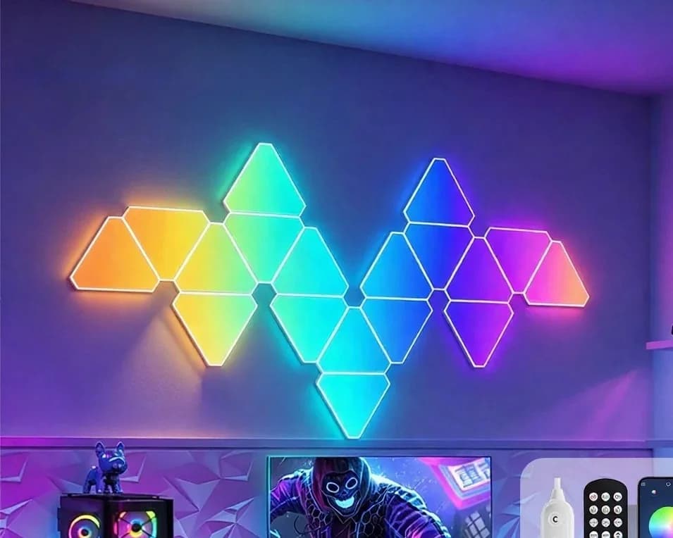 Set Lampu Dinding LED Pintar Segi Tiga RGB Hiasan Gaming