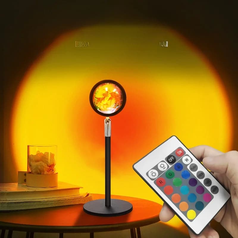 Lampu Projektor Matahari Terbenam USB RGB untuk Hiasan Meja