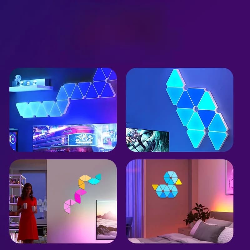 Set Lampu Dinding LED Pintar Segi Tiga RGB Hiasan Gaming