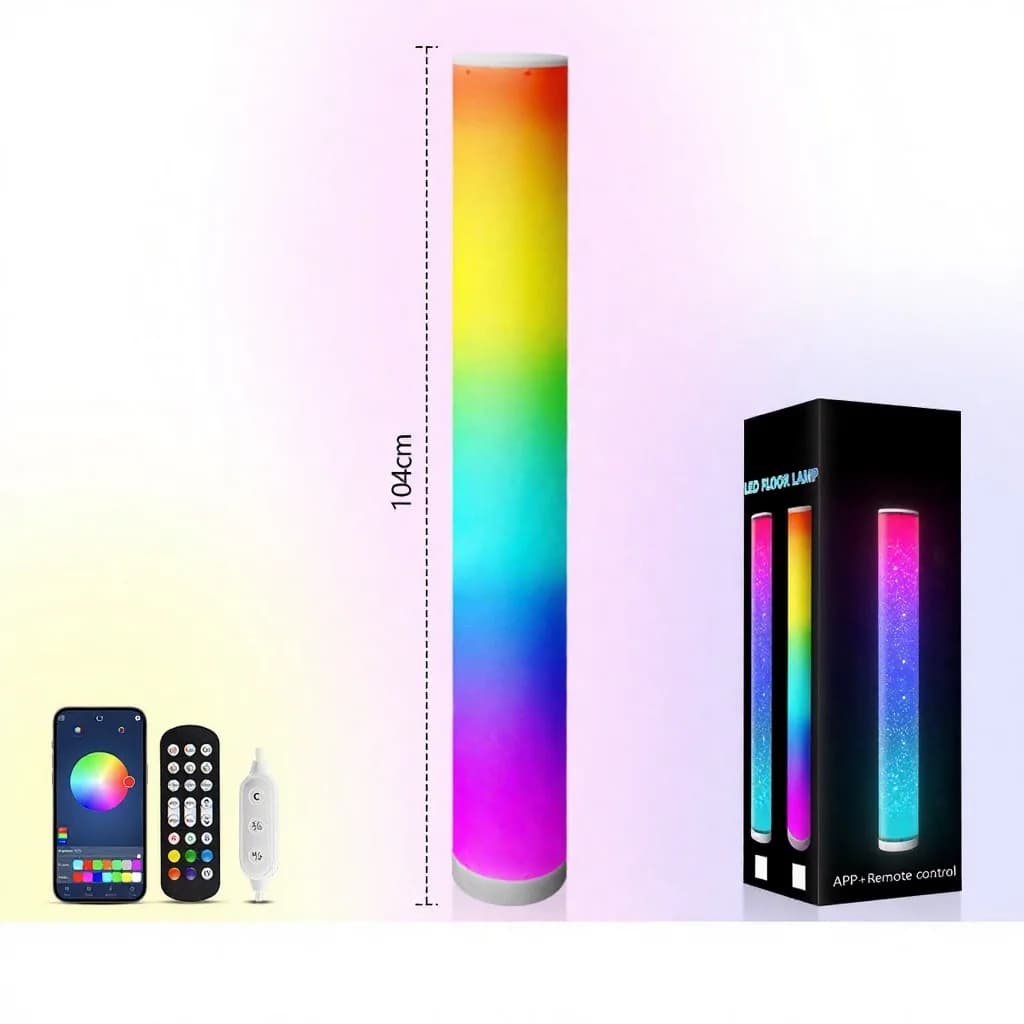 Lampu Lantai Silinder RGB dengan Kawalan Jauh Penyegerakan Muzik untuk Hiasan Rumah