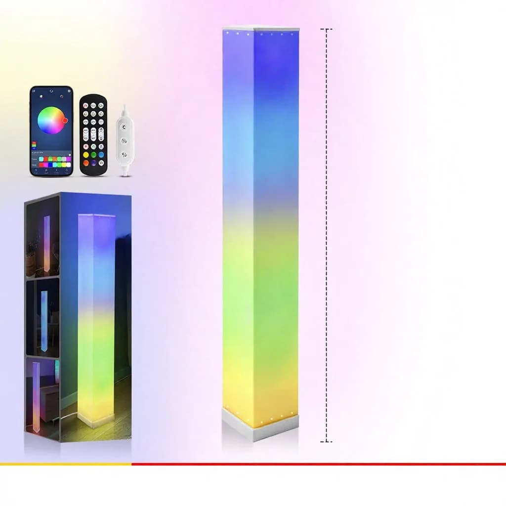 Lampu Lantai Segi Empat dengan Kawalan Jauh LED Ambien untuk Ruang Tamu