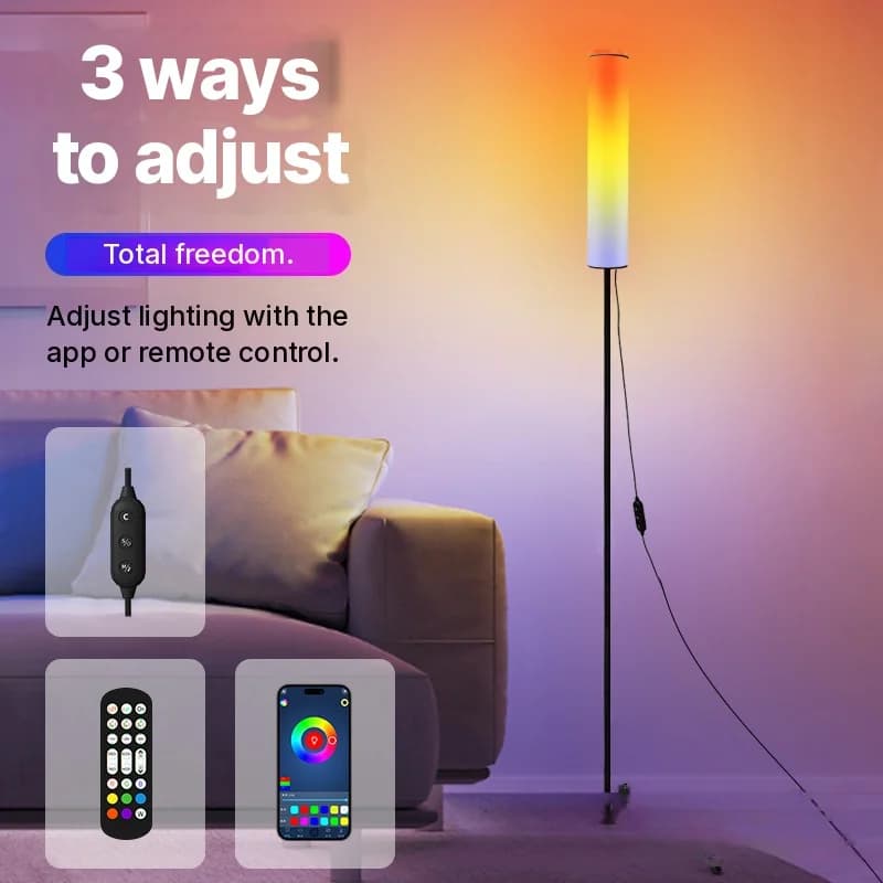 Lampu Lantai Tripod LED RGB dengan Alat Kawalan Jauh untuk Bilik Tidur Ruang Tamu