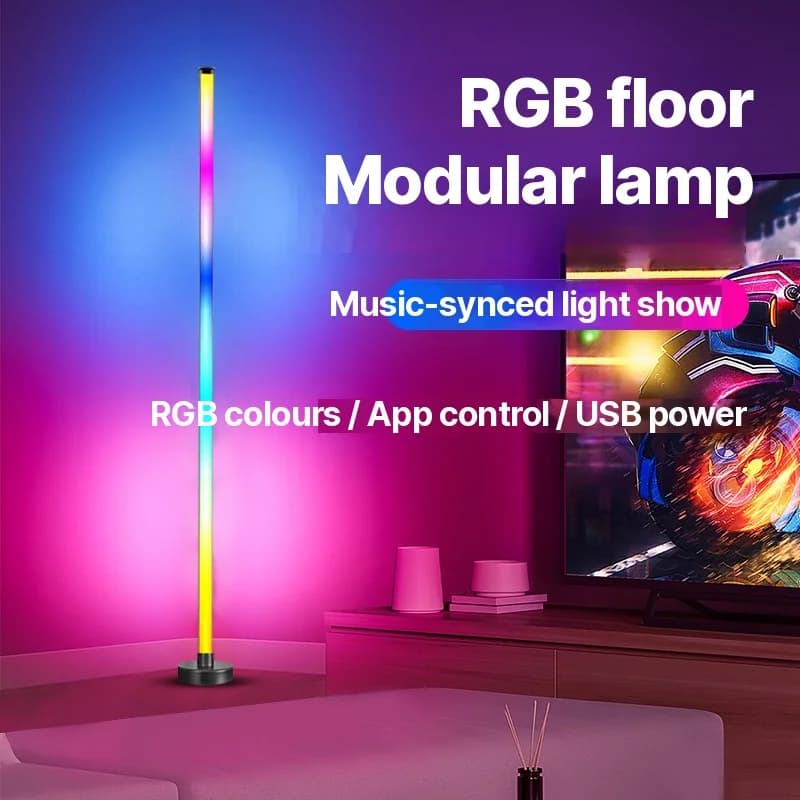 Lampu Lantai Sudut RGB LED dengan Penyegerakan Muzik, Kawalan Apl & Alat Kawalan Jauh