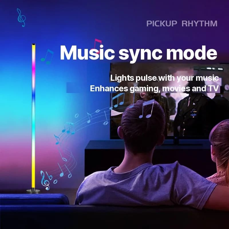 Lampu Lantai Sudut RGB LED dengan Penyegerakan Muzik, Kawalan Apl & Alat Kawalan Jauh