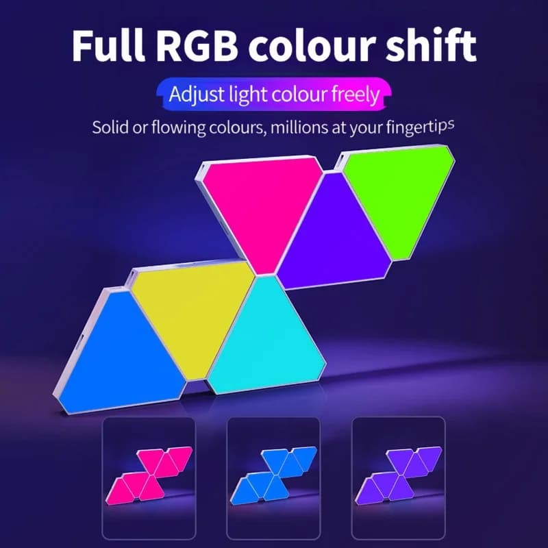 Set Lampu Dinding LED Pintar Segi Tiga RGB Hiasan Gaming