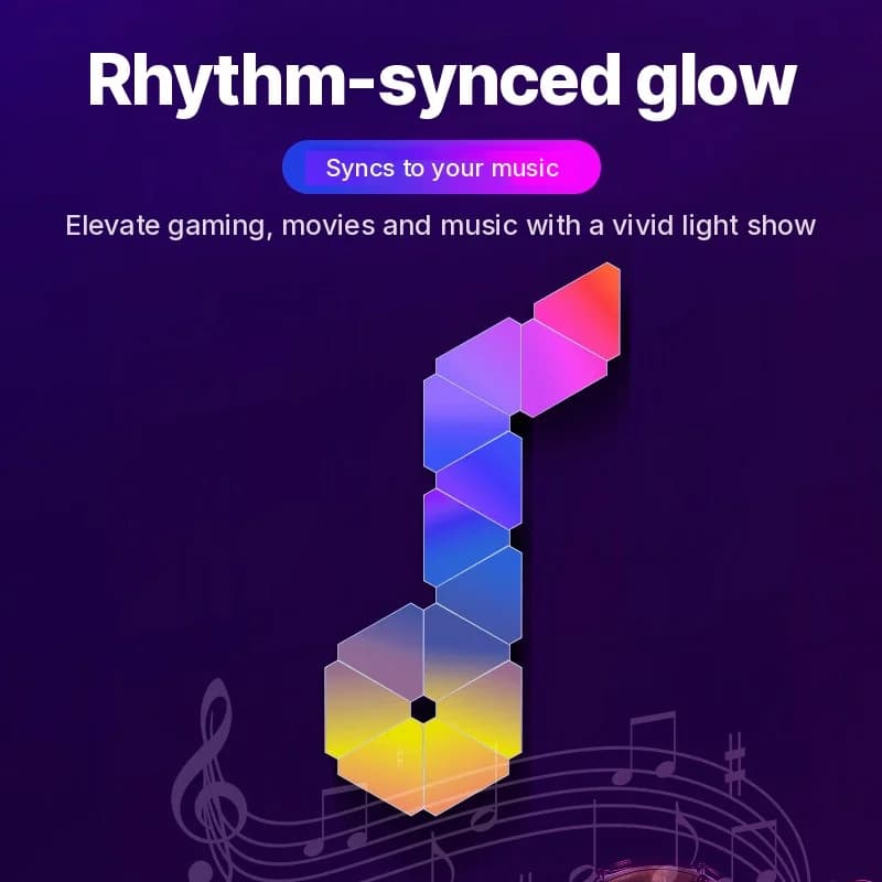 Set Lampu Dinding LED Pintar Segi Tiga RGB Hiasan Gaming