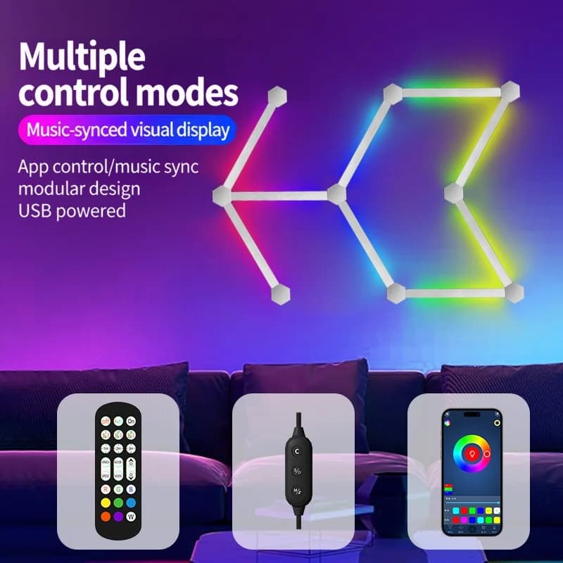 Lampu Dinding LED Cantuman Pintar RGB dengan Kawalan Apl & Sinkronisasi Muzik