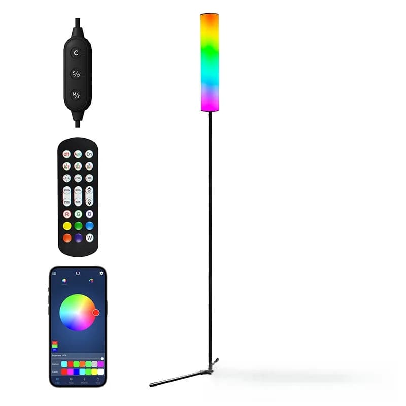 Lampu Lantai LED Ketinggian Boleh Laras dengan Tapak Tripod & Tiga Mod Warna