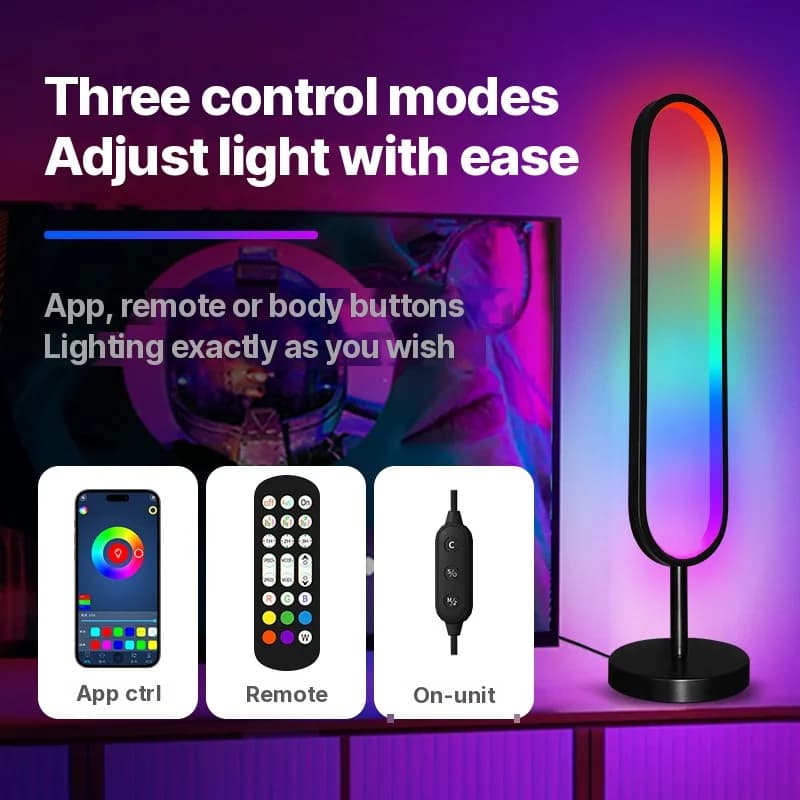 Lampu Lantai RGB Bentuk-U dengan Cahaya Reaktif Bunyi & Kawalan Apl