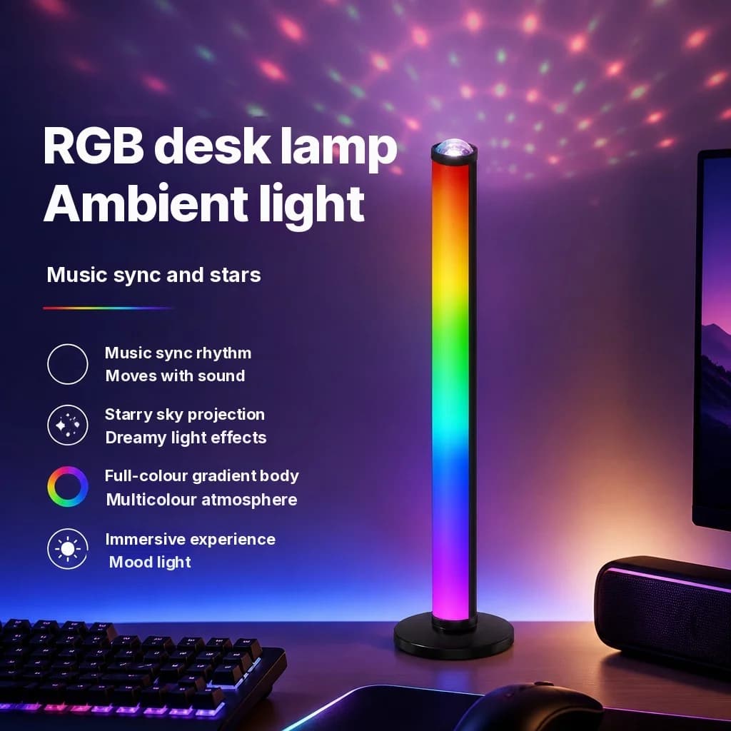 Lampu Atmosfera Projektor RGB dengan Sinkronisasi Muzik dan Alat Kawalan Jauh